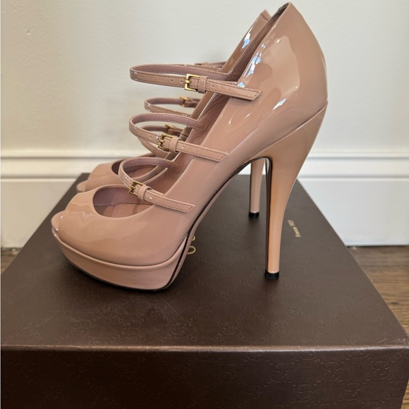 Pre owned Gucci Vernice Crystal DK Cipria Heels size 37.5 - Picture 5 of 12